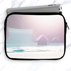 Winter Day Pink Mood Cottages Apple Ipad 2/3/4 Zipper Cases by Nexatart