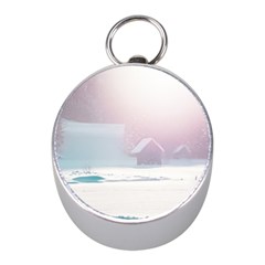 Winter Day Pink Mood Cottages Mini Silver Compasses by Nexatart