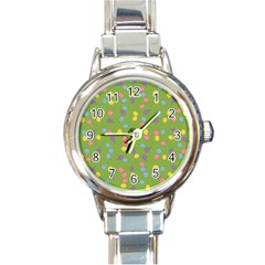 Balloon Grass Party Green Purple Round Italian Charm Watch by Nexatart