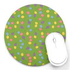 Balloon Grass Party Green Purple Round Mousepads by Nexatart