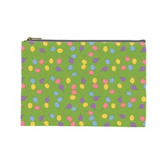 Balloon Grass Party Green Purple Cosmetic Bag (large)  by Nexatart