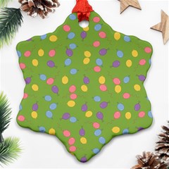 Balloon Grass Party Green Purple Snowflake Ornament (two Sides)