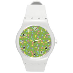 Balloon Grass Party Green Purple Round Plastic Sport Watch (m) by Nexatart