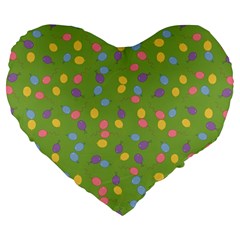 Balloon Grass Party Green Purple Large 19  Premium Heart Shape Cushions by Nexatart