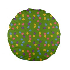 Balloon Grass Party Green Purple Standard 15  Premium Flano Round Cushions by Nexatart