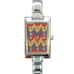 Aztec South American Pattern Zig Zag Rectangle Italian Charm Watch Front