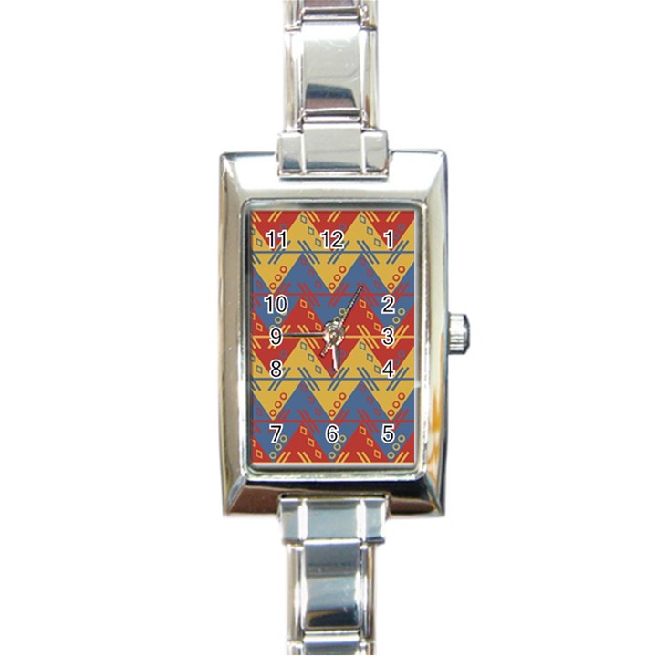 Aztec South American Pattern Zig Zag Rectangle Italian Charm Watch