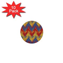 Aztec South American Pattern Zig Zag 1  Mini Buttons (10 Pack)  by Nexatart