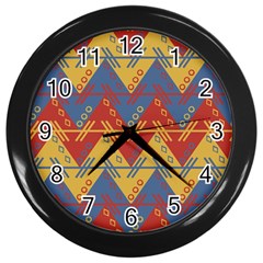 Aztec South American Pattern Zig Zag Wall Clocks (black) by Nexatart