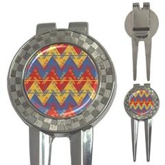 Aztec South American Pattern Zig Zag 3-in-1 Golf Divots by Nexatart