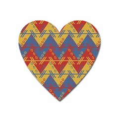 Aztec South American Pattern Zig Zag Heart Magnet by Nexatart