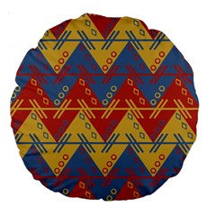 Aztec South American Pattern Zig Zag Large 18  Premium Round Cushions by Nexatart