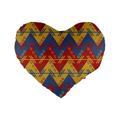 Aztec South American Pattern Zig Zag Standard 16  Premium Heart Shape Cushions by Nexatart