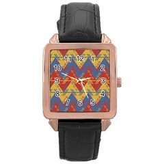 Aztec South American Pattern Zig Zag Rose Gold Leather Watch  by Nexatart