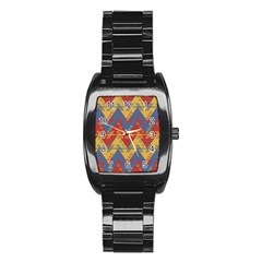 Aztec South American Pattern Zig Zag Stainless Steel Barrel Watch by Nexatart