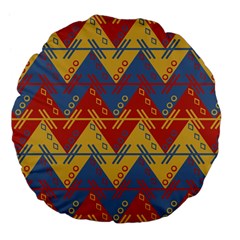 Aztec South American Pattern Zig Zag Large 18  Premium Flano Round Cushions by Nexatart