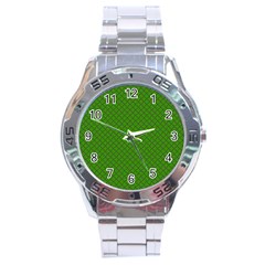 Paper Pattern Green Scrapbooking Stainless Steel Analogue Watch by Nexatart