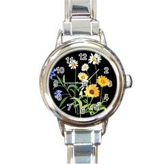 Flowers Of The Field Round Italian Charm Watch by Nexatart