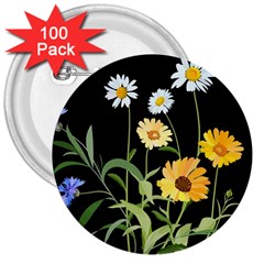 Flowers Of The Field 3  Buttons (100 Pack)  by Nexatart