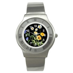 Flowers Of The Field Stainless Steel Watch by Nexatart