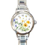 Flowers Flower Of The Field Round Italian Charm Watch Front