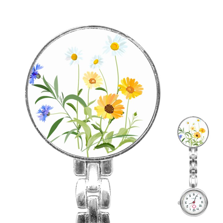 Flowers Flower Of The Field Stainless Steel Nurses Watch