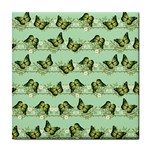 Green Butterflies Tile Coasters Front