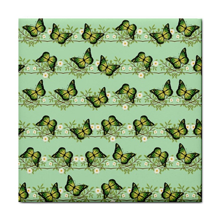 Green Butterflies Tile Coasters