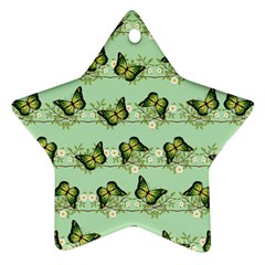 Green Butterflies Ornament (star) by linceazul