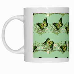 Green Butterflies White Mugs