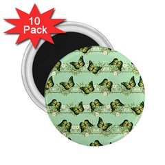 Green Butterflies 2 25  Magnets (10 Pack)  by linceazul