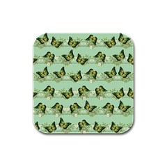 Green Butterflies Rubber Square Coaster (4 Pack)  by linceazul