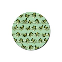 Green Butterflies Rubber Coaster (round)  by linceazul