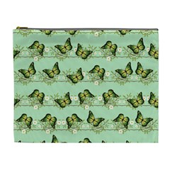 Green Butterflies Cosmetic Bag (xl) by linceazul