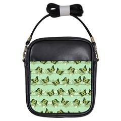 Green Butterflies Girls Sling Bags by linceazul