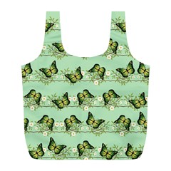 Green Butterflies Full Print Recycle Bags (l)  by linceazul