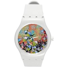 Spring Flowers Magic Cube Round Plastic Sport Watch (m) by DeneWestUK