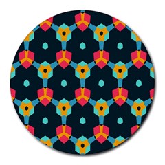 Connected Shapes Pattern          Round Mousepad by LalyLauraFLM