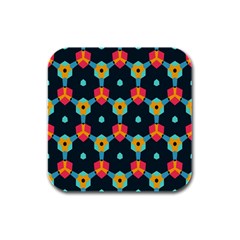 Connected Shapes Pattern          Rubber Square Coaster (4 Pack by LalyLauraFLM