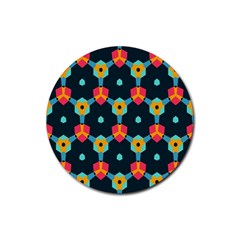 Connected Shapes Pattern          Rubber Round Coaster (4 Pack) by LalyLauraFLM