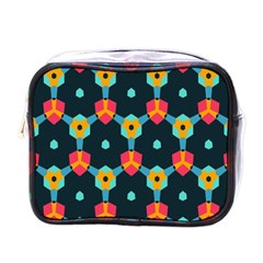 Connected Shapes Pattern          Mini Toiletries Bag (one Side) by LalyLauraFLM