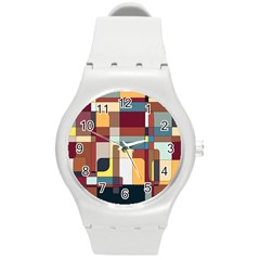 Patchwork Round Plastic Sport Watch (m) by digitaldivadesigns