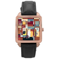 Patchwork Rose Gold Leather Watch  by digitaldivadesigns