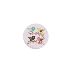 Four Birds 1  Mini Buttons by linceazul