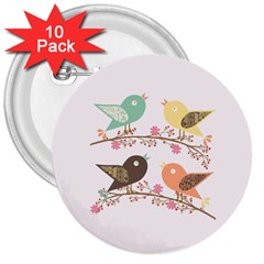 Four Birds 3  Buttons (10 Pack)  by linceazul