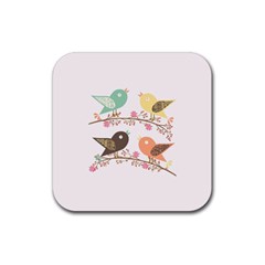 Four Birds Rubber Coaster (square)  by linceazul