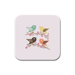 Four Birds Rubber Square Coaster (4 Pack)  by linceazul