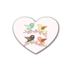 Four Birds Rubber Coaster (heart)  by linceazul