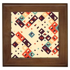 Squares In Retro Colors         Framed Tile by LalyLauraFLM