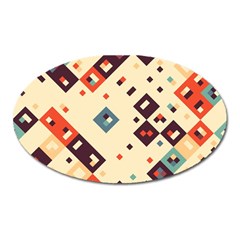 Squares In Retro Colors         Magnet (oval) by LalyLauraFLM